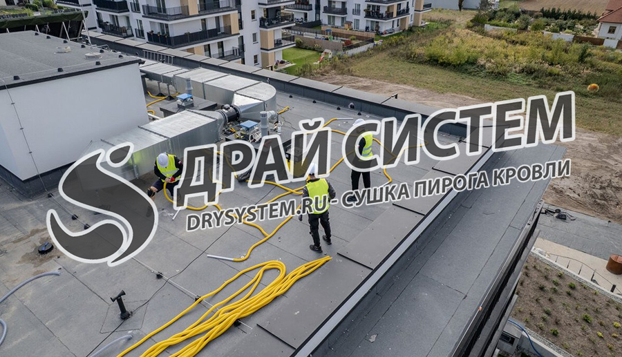 Профессиональная сушка плоской кровли после устранения протечек
