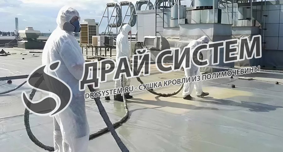 Услуги по просушке кровли с гидроизоляцией из полимочевины